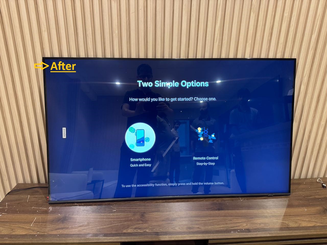 Samsung 65 inch TV with a clear picture after repair