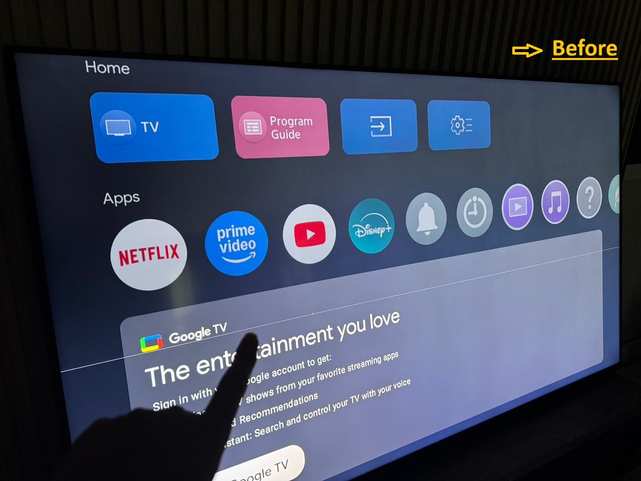 Samsung 75 inch TV with cross lines on the screen before repair