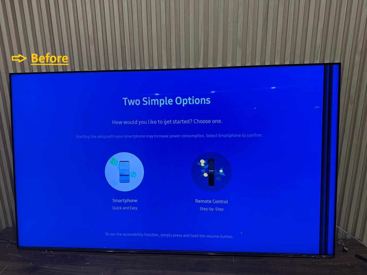 Sony 55 inch TV with half the screen dark before repair