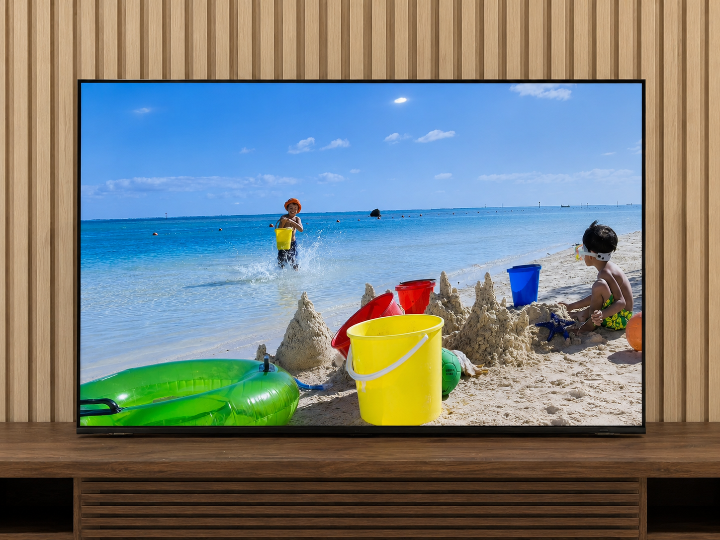 LG 55 inch TV powered on and working after repair
